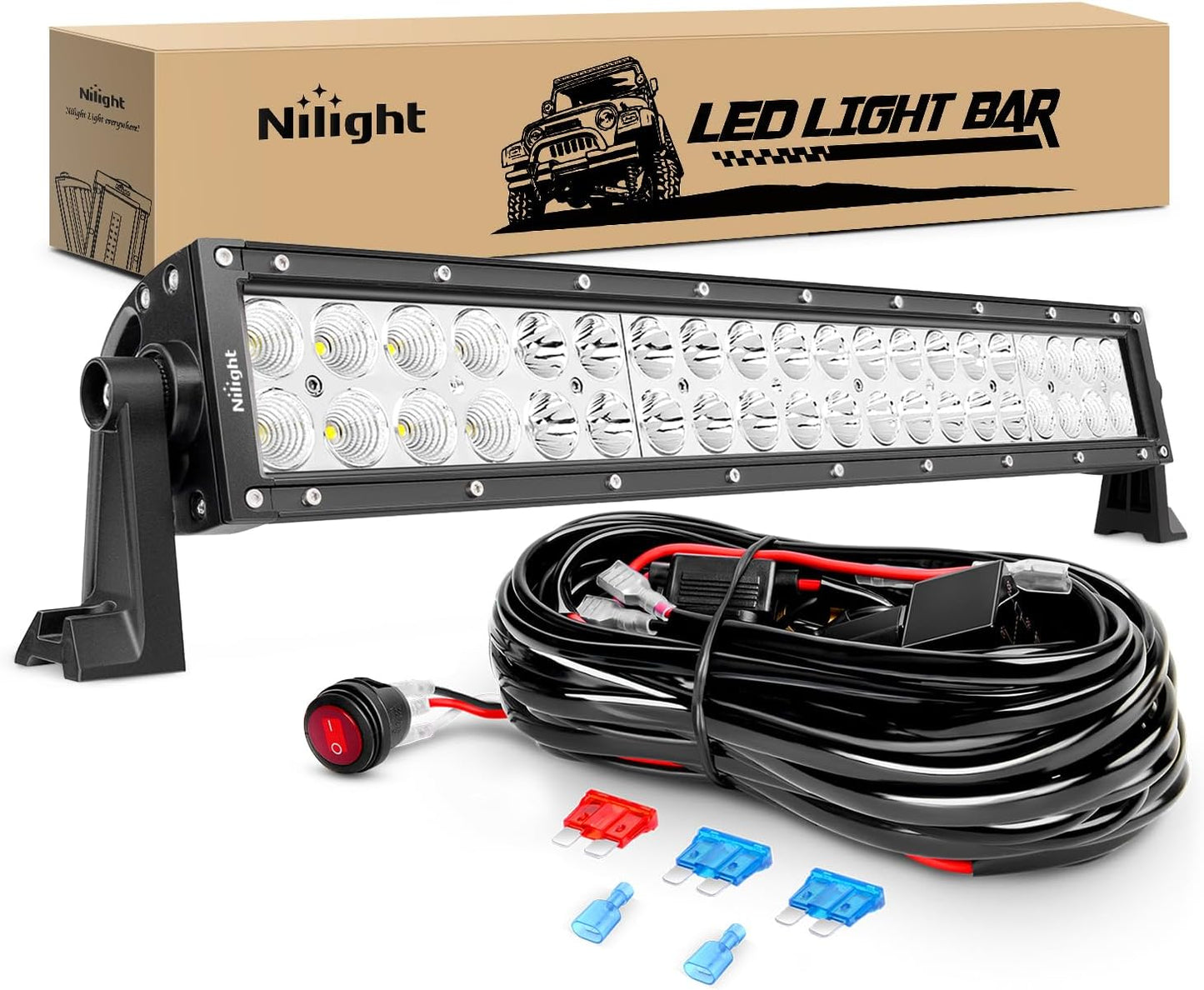 Nilight LED Light Bar 22Inch 120W for Off Road Vehicles