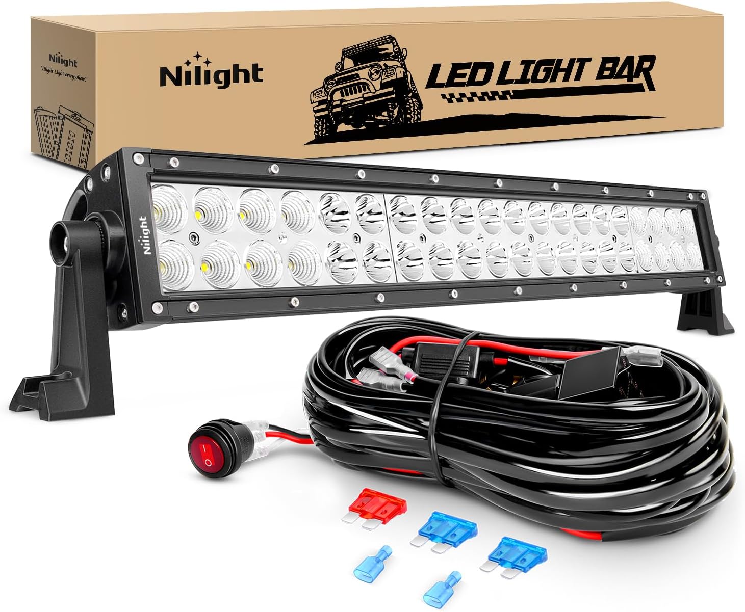 Nilight LED Light Bar 22Inch 120W for Off Road Vehicles