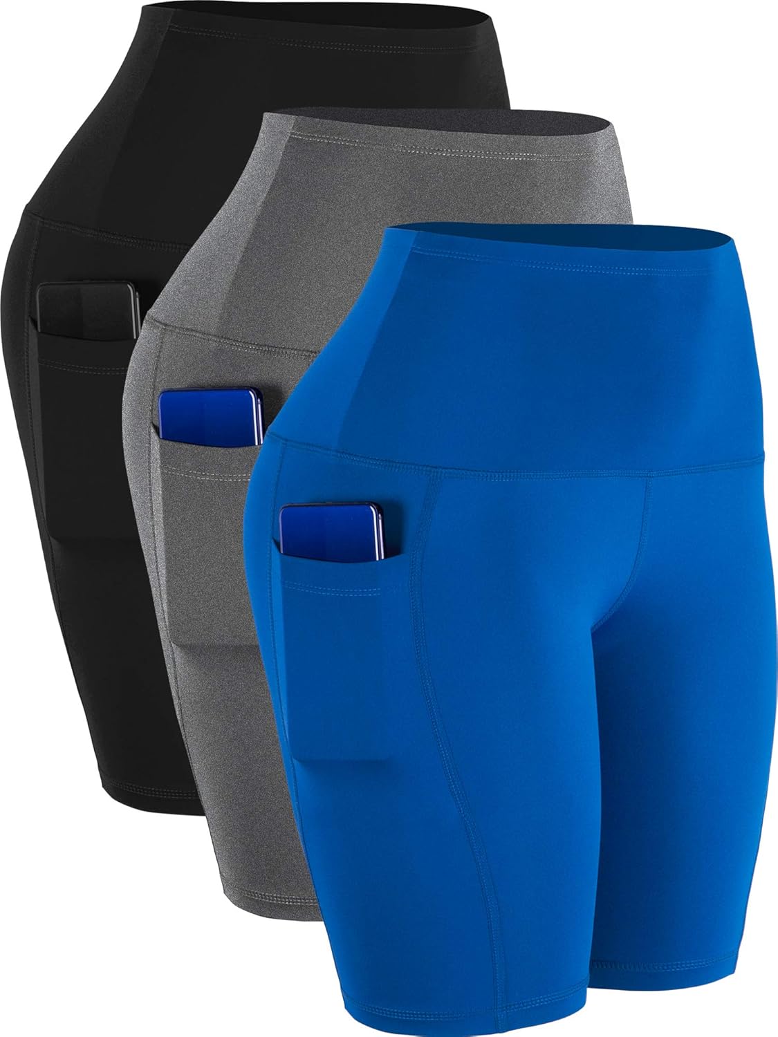 CADMUS 3 Pack Women 9in Biker Compression Shorts for Yoga