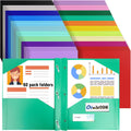 60 Pack Plastic Folders with 3 Prongs Fasteners - 20 Colors, Heavy