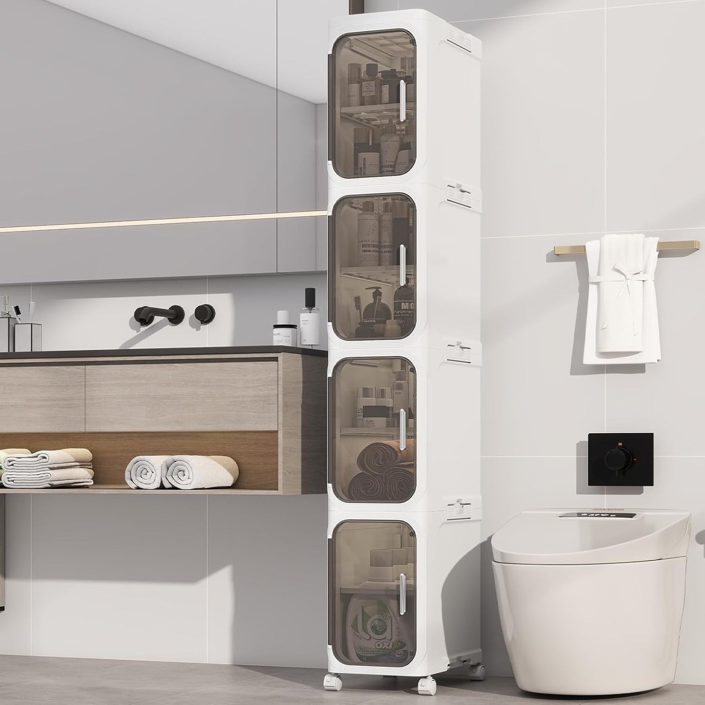 KHNR 4-Tiers Slim Bathroom Storage Cabinet for Small Spaces