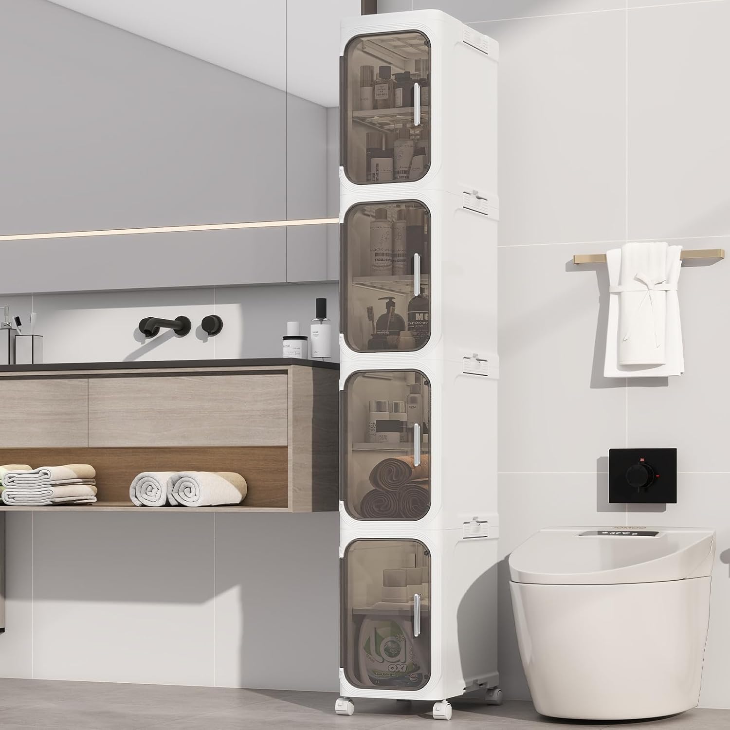 KHNR 4-Tiers Slim Bathroom Storage Cabinet for Small Spaces
