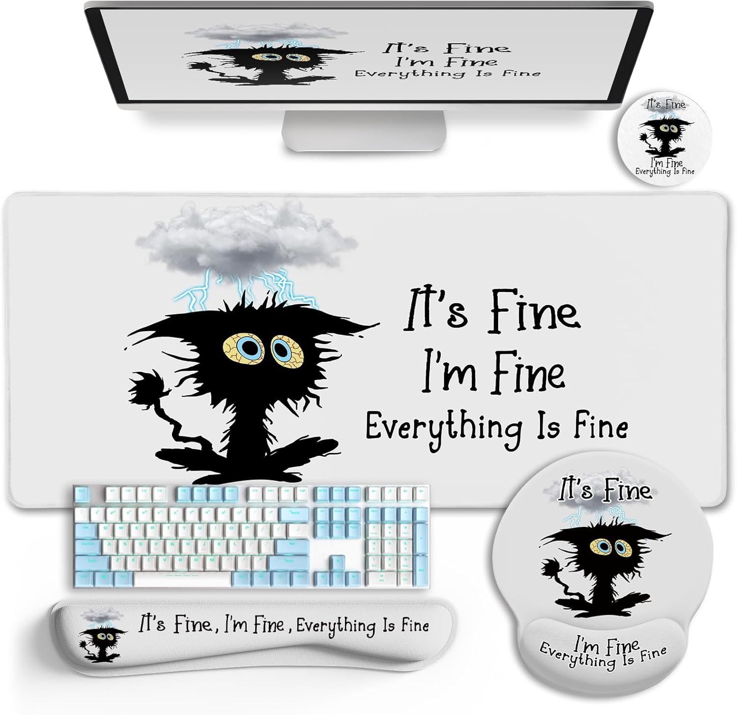 Ergonomic Desk Mat with Wrist Support & Cup Holder