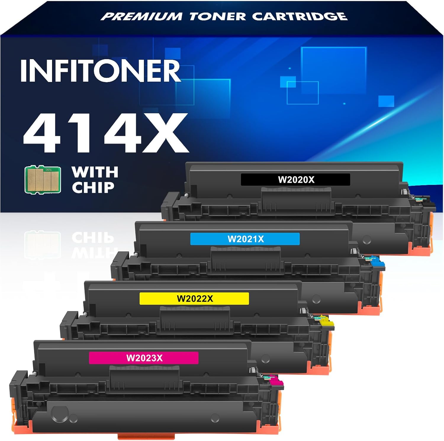 414X Toner Cartridges 4 Pack High Yield for HP Color Laserjet