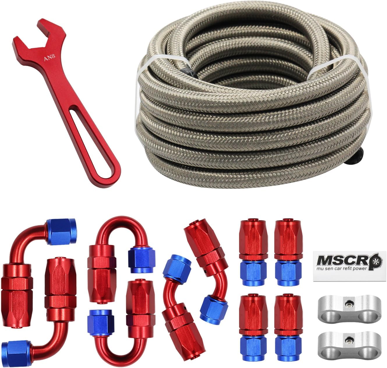 8AN 20FT Fuel Line Hose Kit with Fittings for Performance Needs