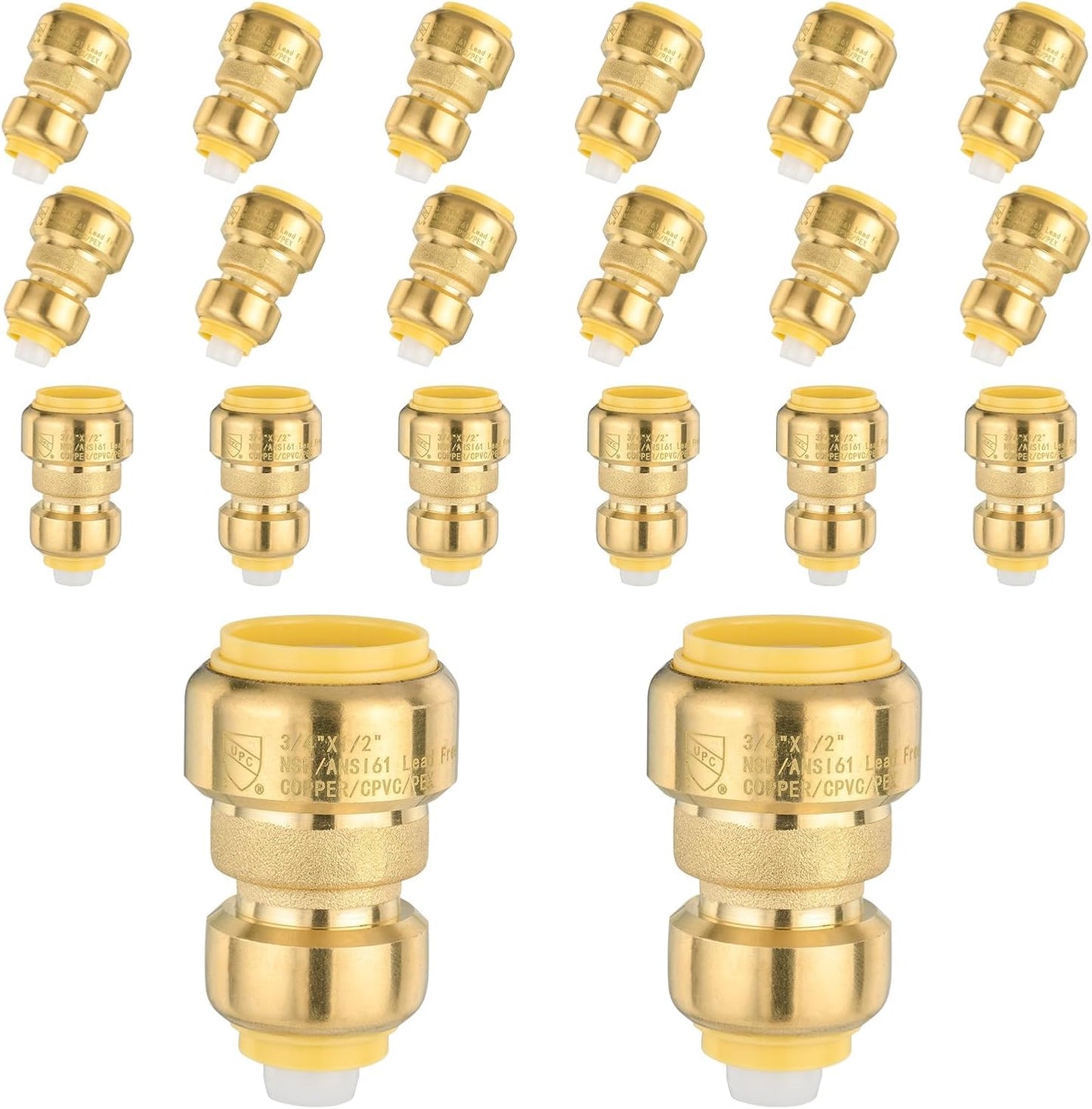 Foskan 20 Pack 3/4in x 1/2in Reducing Couplings for Plumbing