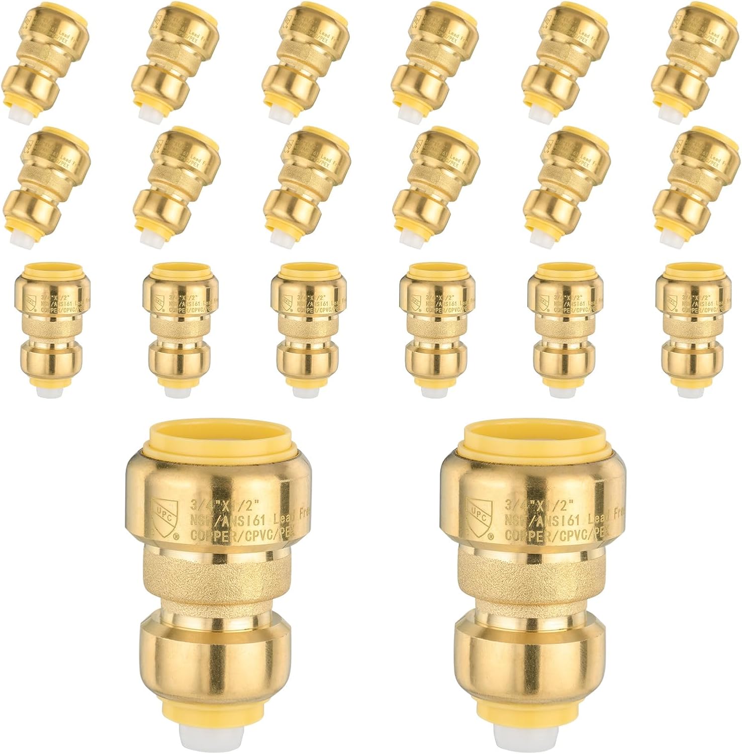 Foskan 20 Pack 3/4in x 1/2in Reducing Couplings for Plumbing