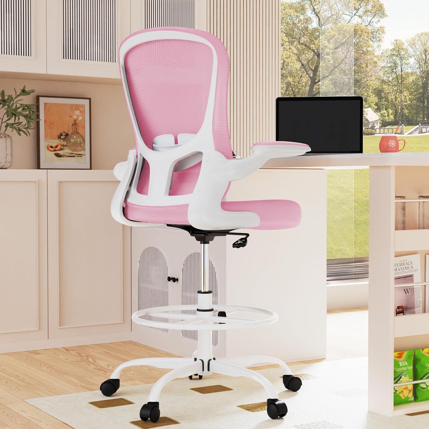 Silybon Ergonomic Drafting Chair: Lumbar Support, Adjustable Footrest