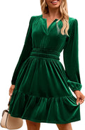 Simplee Womens Velvet Dress 2025 Fall Cocktail V-Neck Mini Dress