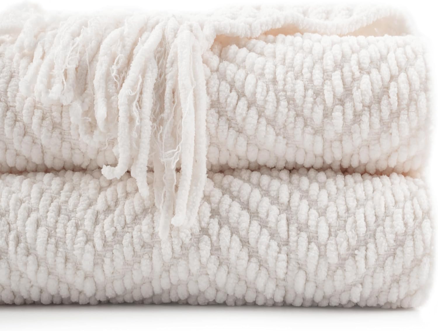 BATTILO HOME Cream Throw Blanket for Couch - Stylish Comfort