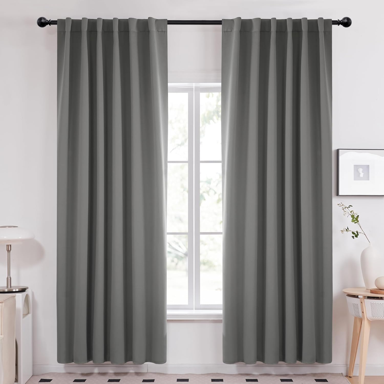 Deconovo Blackout Curtain Panels for Bedroom - Light Grey 52Wx84L