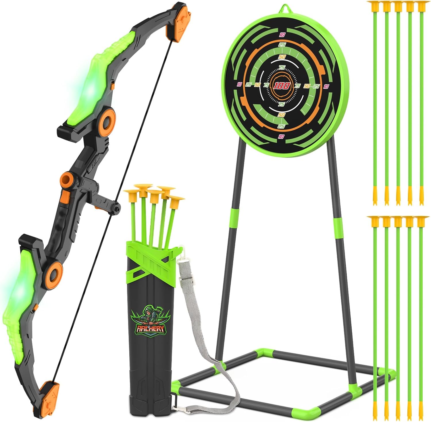 Kids Bow and Arrow Set with LED Lights for Indoor and Outdoor Fun