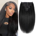 Seamless Clip In Hair Extensions Human Hair Kinky Straight 18in