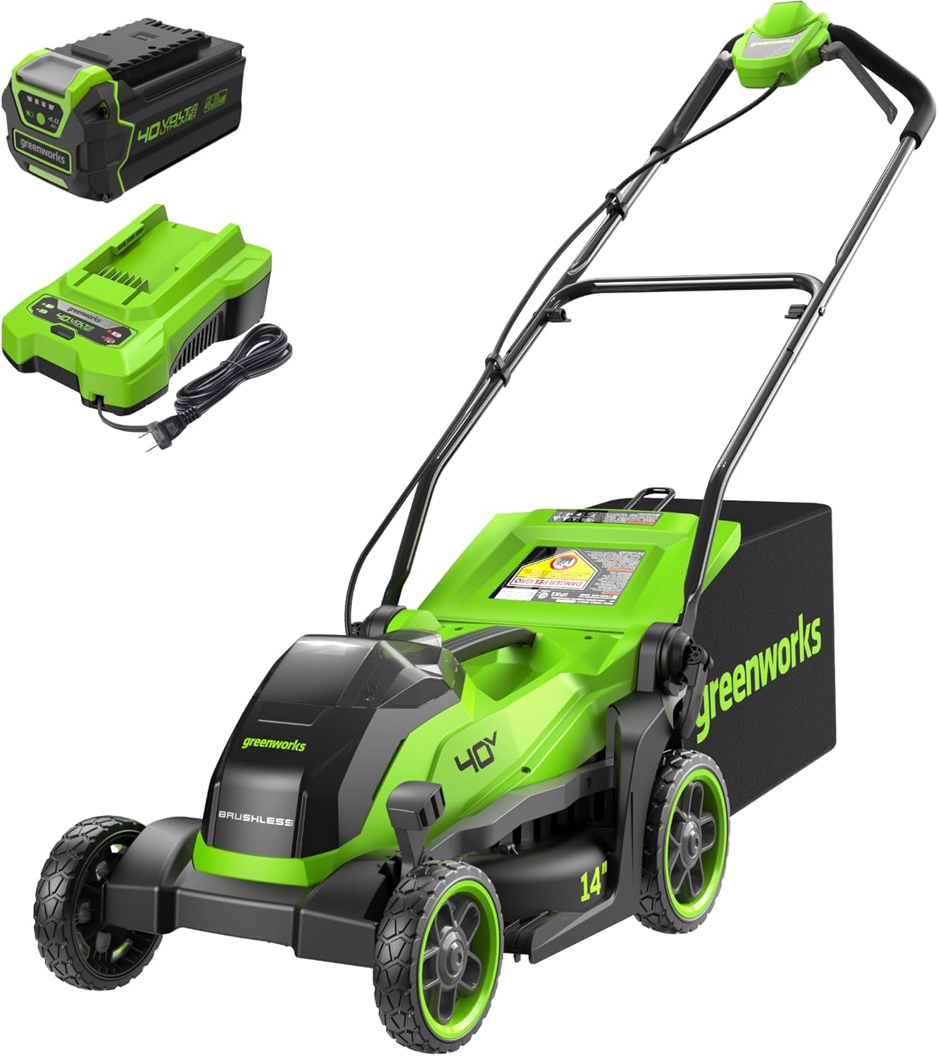 Greenworks 40V 14 Brushless Cordless Lawn Mower for Easy Cutting