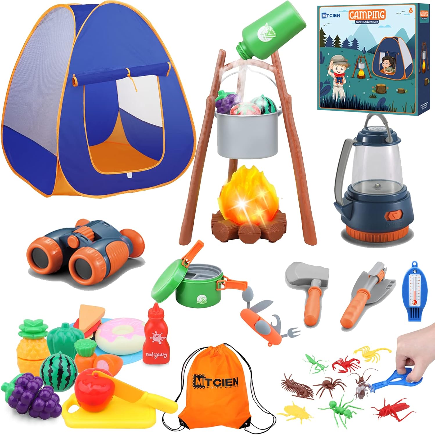 Imaginative Kids Camping Set: Tent, Campfire, Food