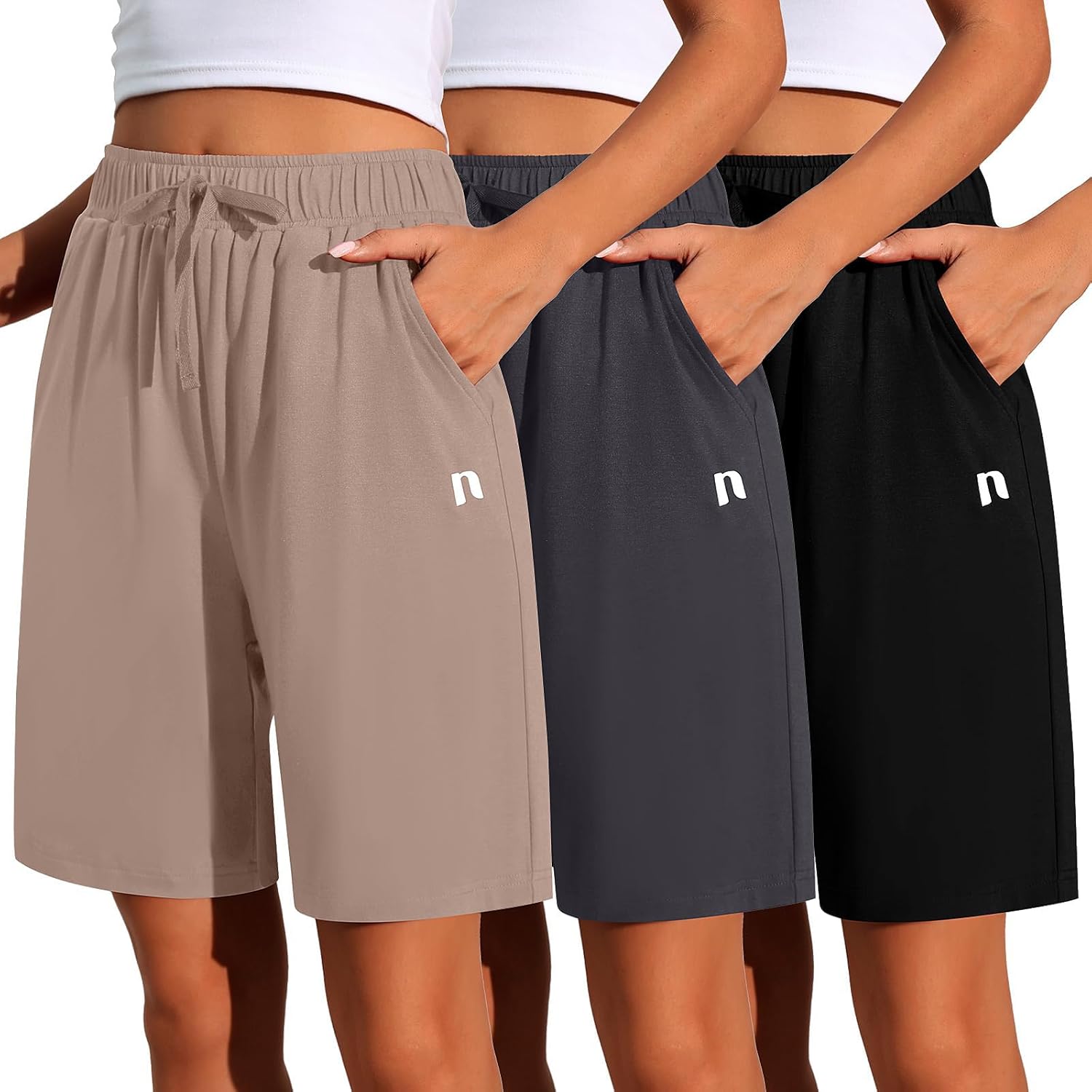 Neer Women's Quick Dry Bermuda Athletic Shorts with Pockets