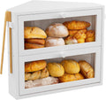 Corner Bread Box White Medium - Double Layer Countertop Organizer