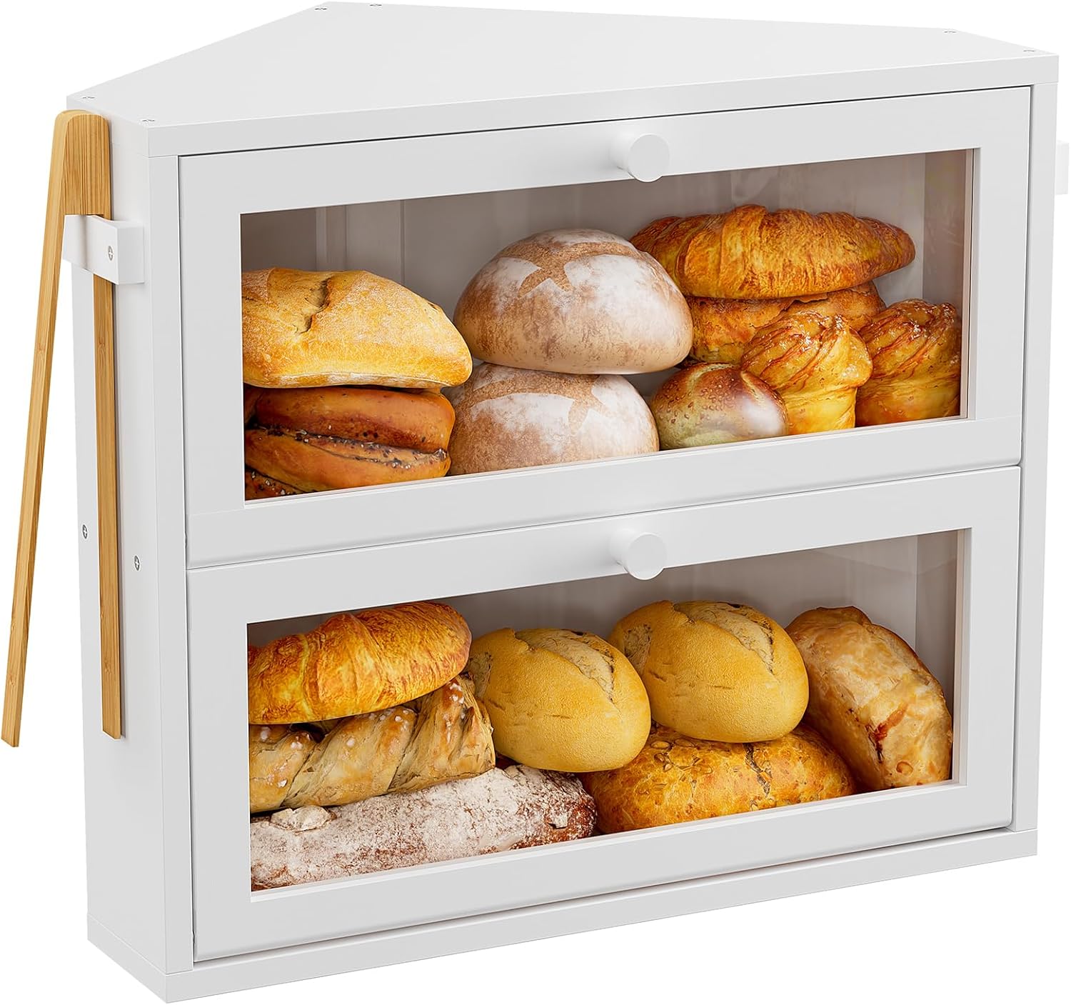 WOWLIVE Corner Bread Box for Kitchen Countertop - Large Storage
