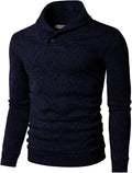 Mens Slim Fit Pullover Sweatshirt with Shawl Collar - Thermal Knit
