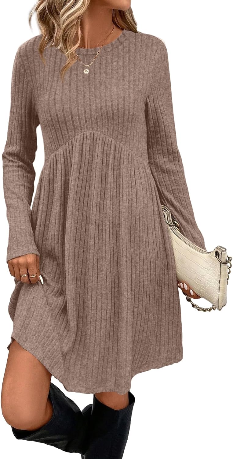 OFEEFAN Long Sleeve Dress for Women with Pockets and Style