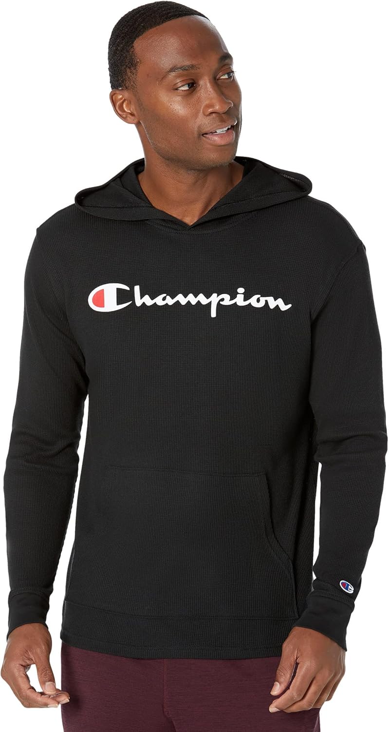 Champion Black Waffle Hoodie MD - Ultimate Comfort