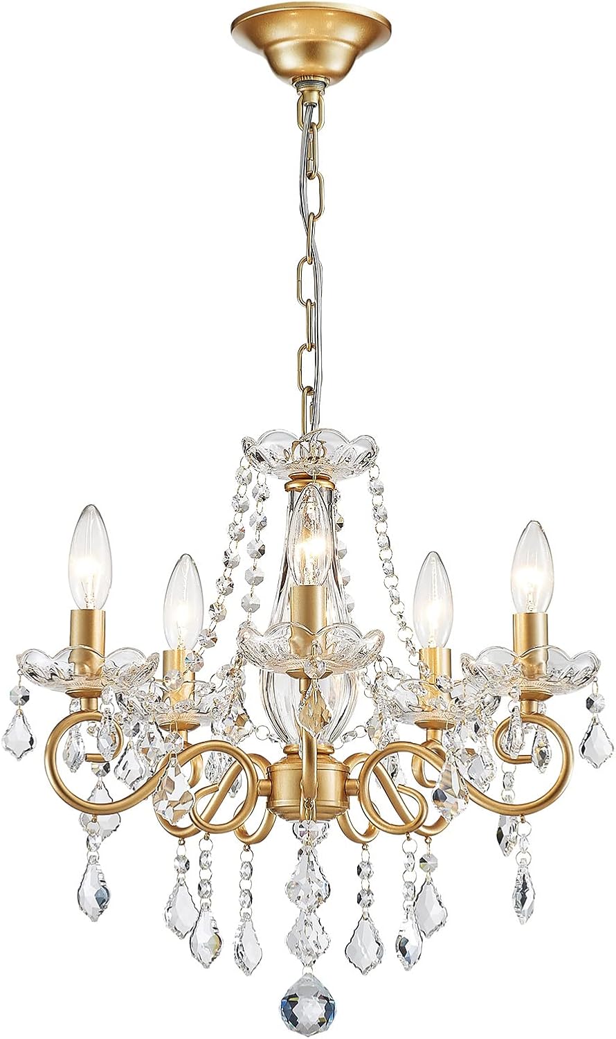 Mini Crystal Chandelier Lighting for Living Room with E12 Bulbs