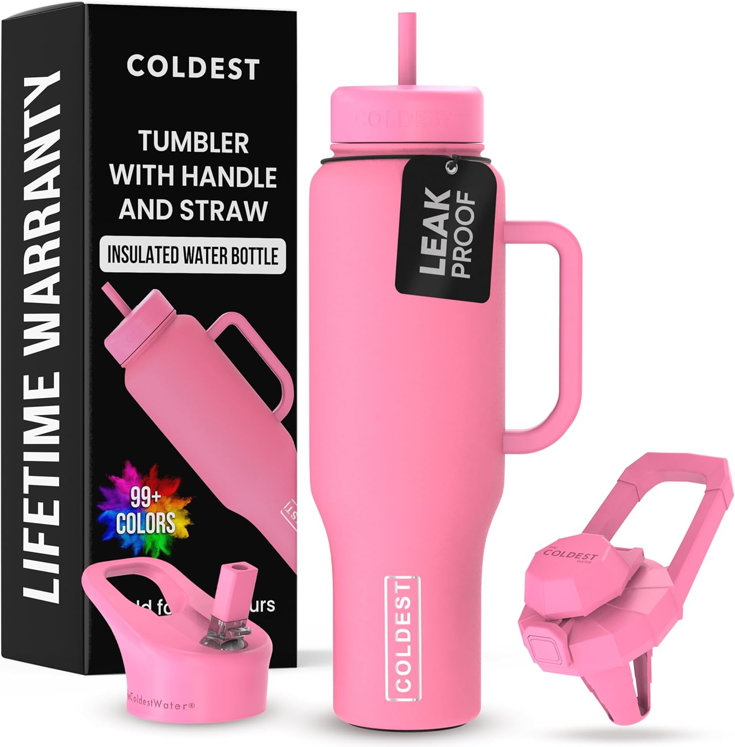 Coldest Tumbler with Handle and Straw, 100% Leak Proof Insulated