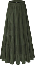 Women's Chiffon White Flowy Maxi Skirt Boho Fall Elastic Waist