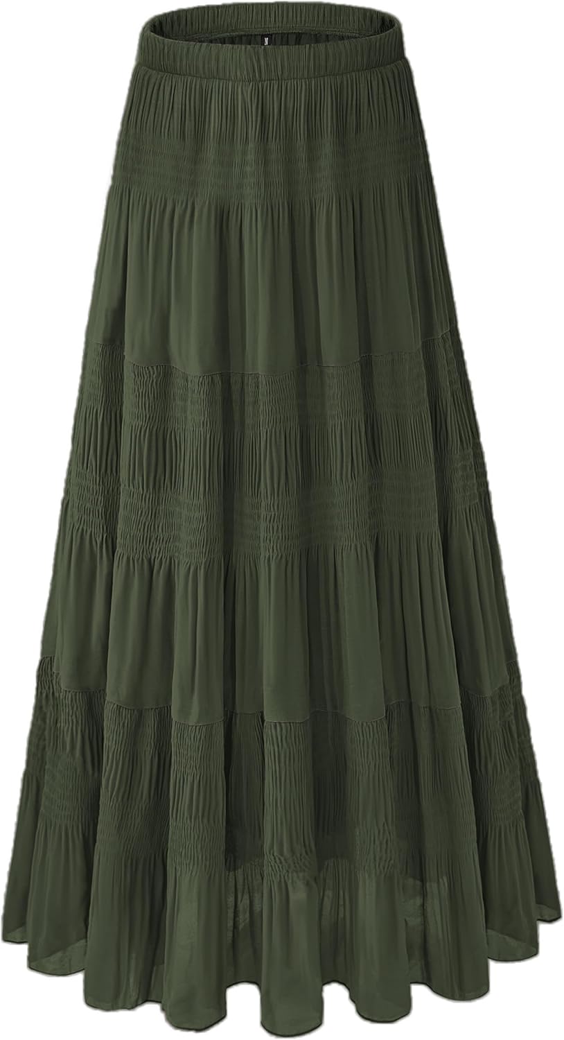 Women's Chiffon White Flowy Maxi Skirt for Trendy Fall Style