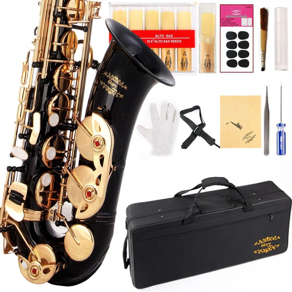Glory Black Lacquer E Flat Alto Saxophone with Accessories