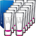 Personalized Shot Glasses Set of 12 Pink Bottom - Custom 2 oz Cordial