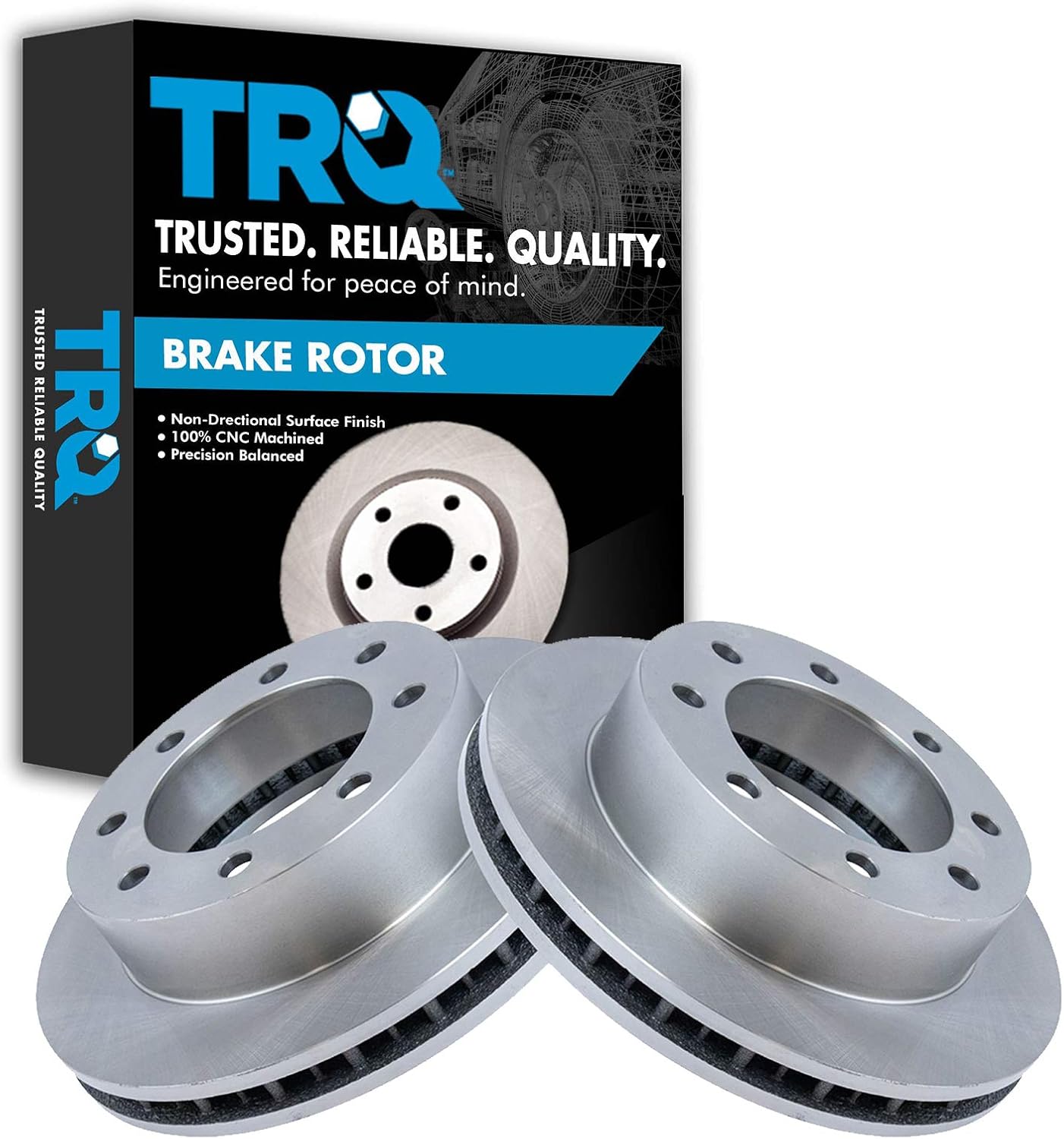 TRQ Front Brake Rotors Set Vented for 1999 Ford F-250 Super Duty