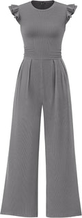 Summer Jumpsuits for Women Rib Knit Crew Neck - Dressy Fit