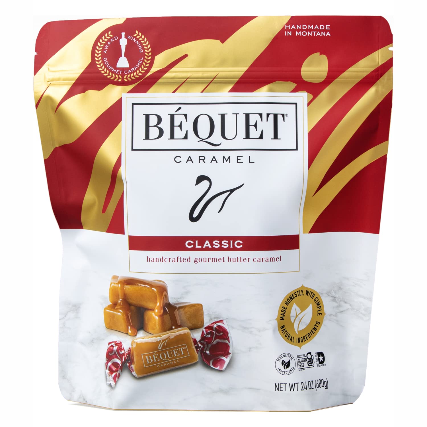 Bequet Classic Caramels Soft Gourmet Candy in Resealable Pouch