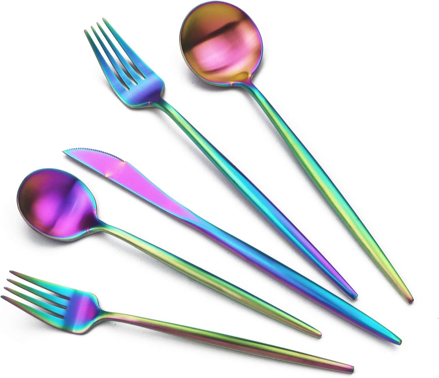 JASHII Luxury 18/10 Rainbow Flatware Set for Modern Dining