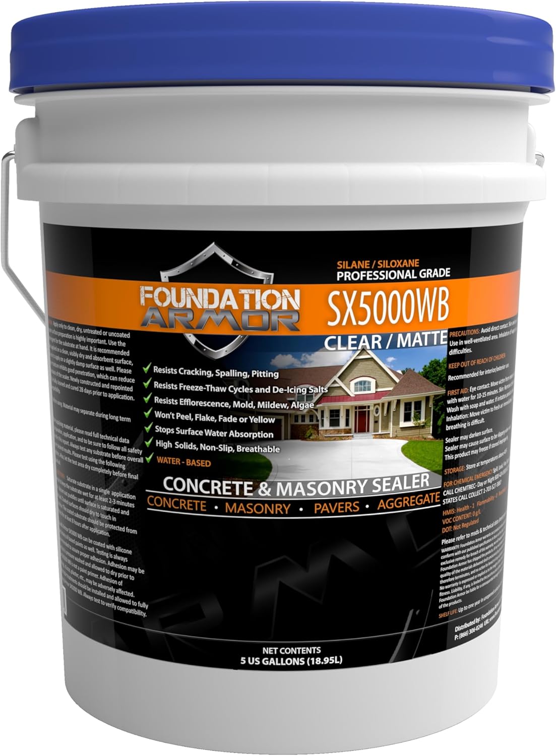 SX5000 WB Silane Siloxane Concrete Sealer for Brick and Stone 5 Gal