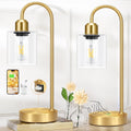 Industrial Gold Table Lamps Set with USB Ports for Modern Homes