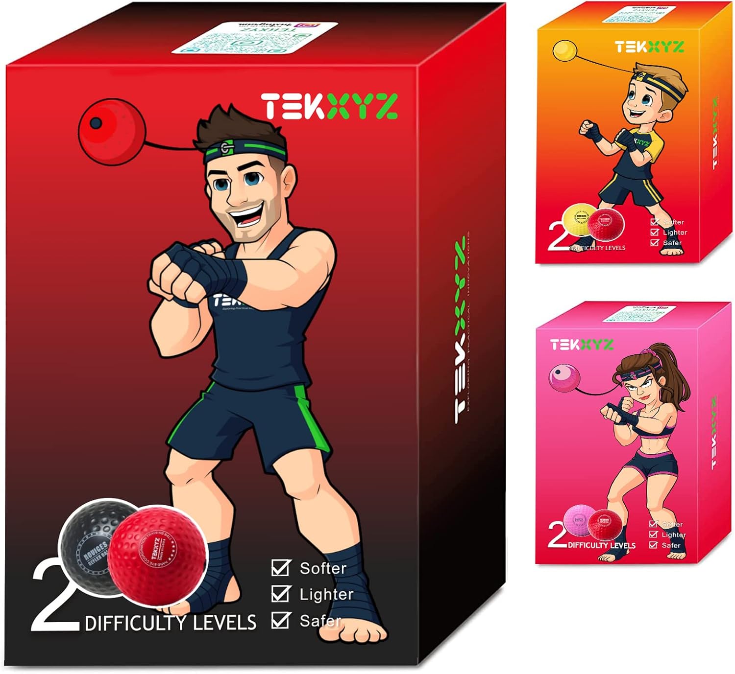 TEKXYZ Boxing Reflex Ball Set - Improve Speed & Coordination