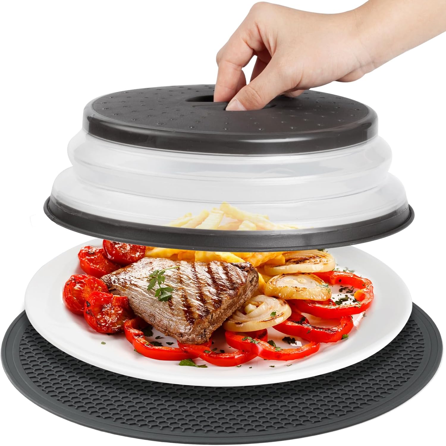 Silicone Microwave Cover & Mat Set - Heat Resistant & Multi-Purpose