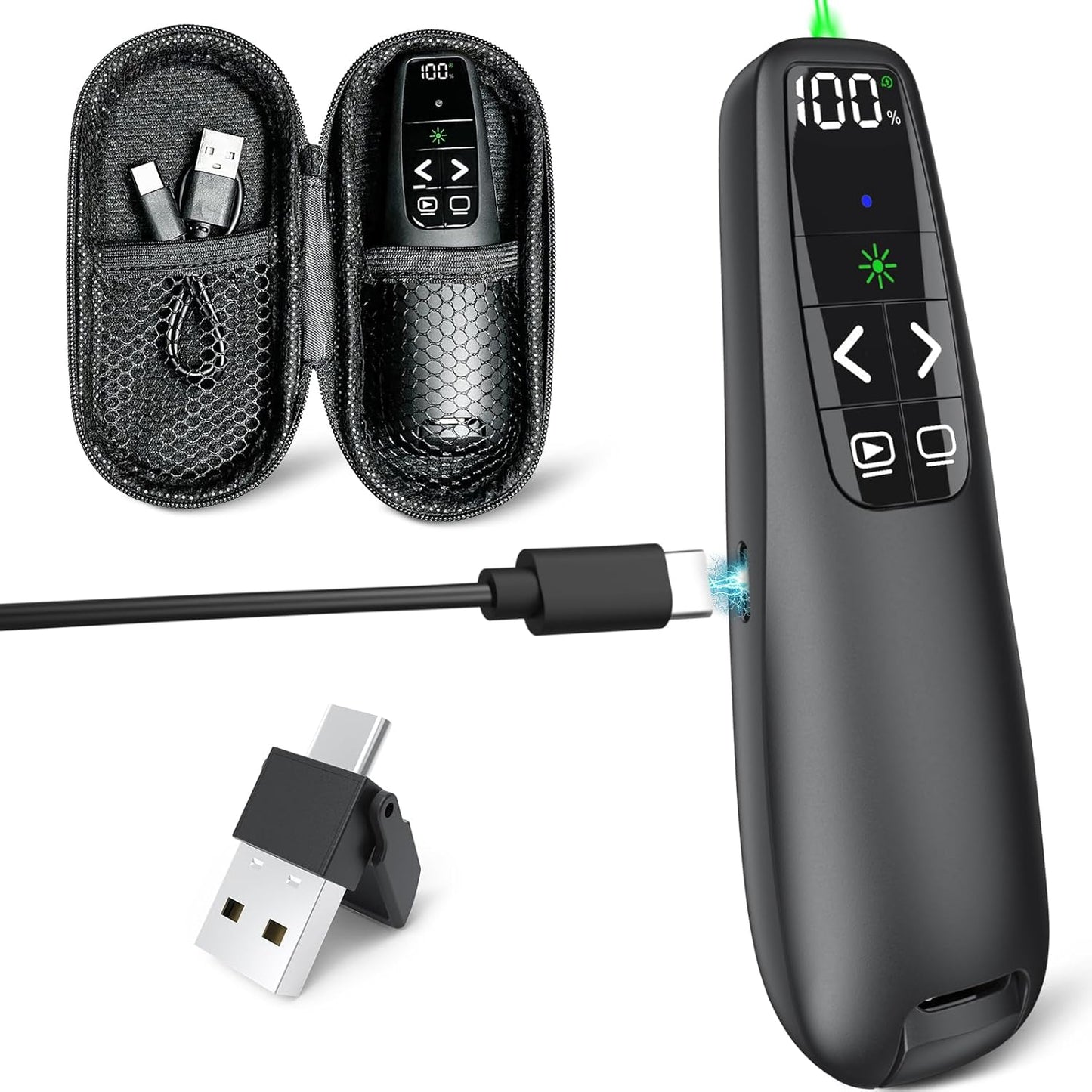 Rechargeable Presentation Clicker with Green Light Pointer
