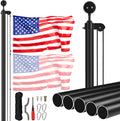25ft Sectional Flagpole Kit - Heavy Duty Aluminum Flag Pole for Yard