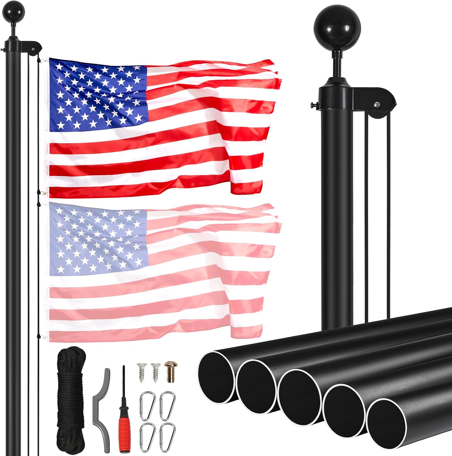 VEVOR 25ft Sectional Flagpole Kit for Outdoor Display Needs