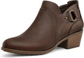 Women's Side Zipper Ankle Boots Low Stacked Heel - Comfortable All-Day