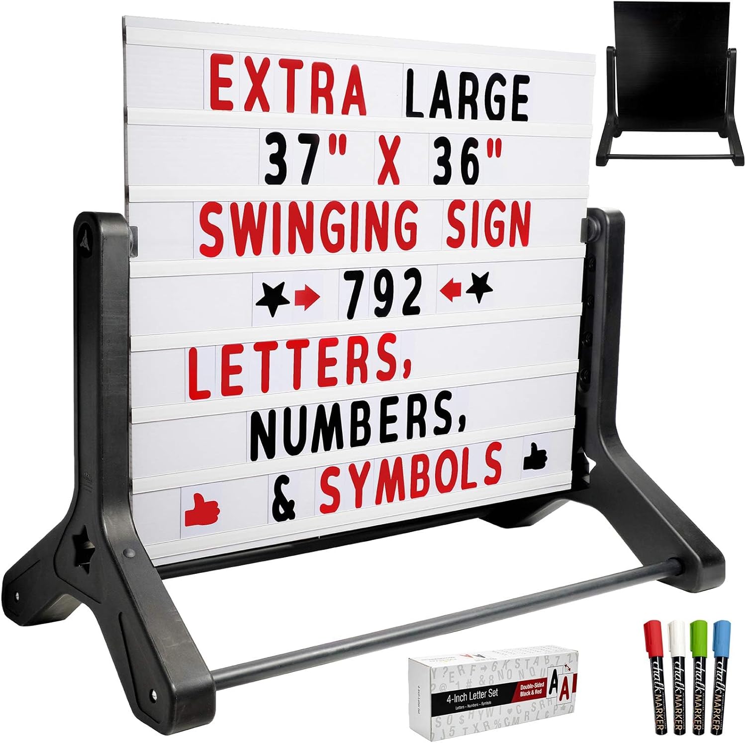 Swinging Changeable Message Sidewalk Sign with 792 Letters