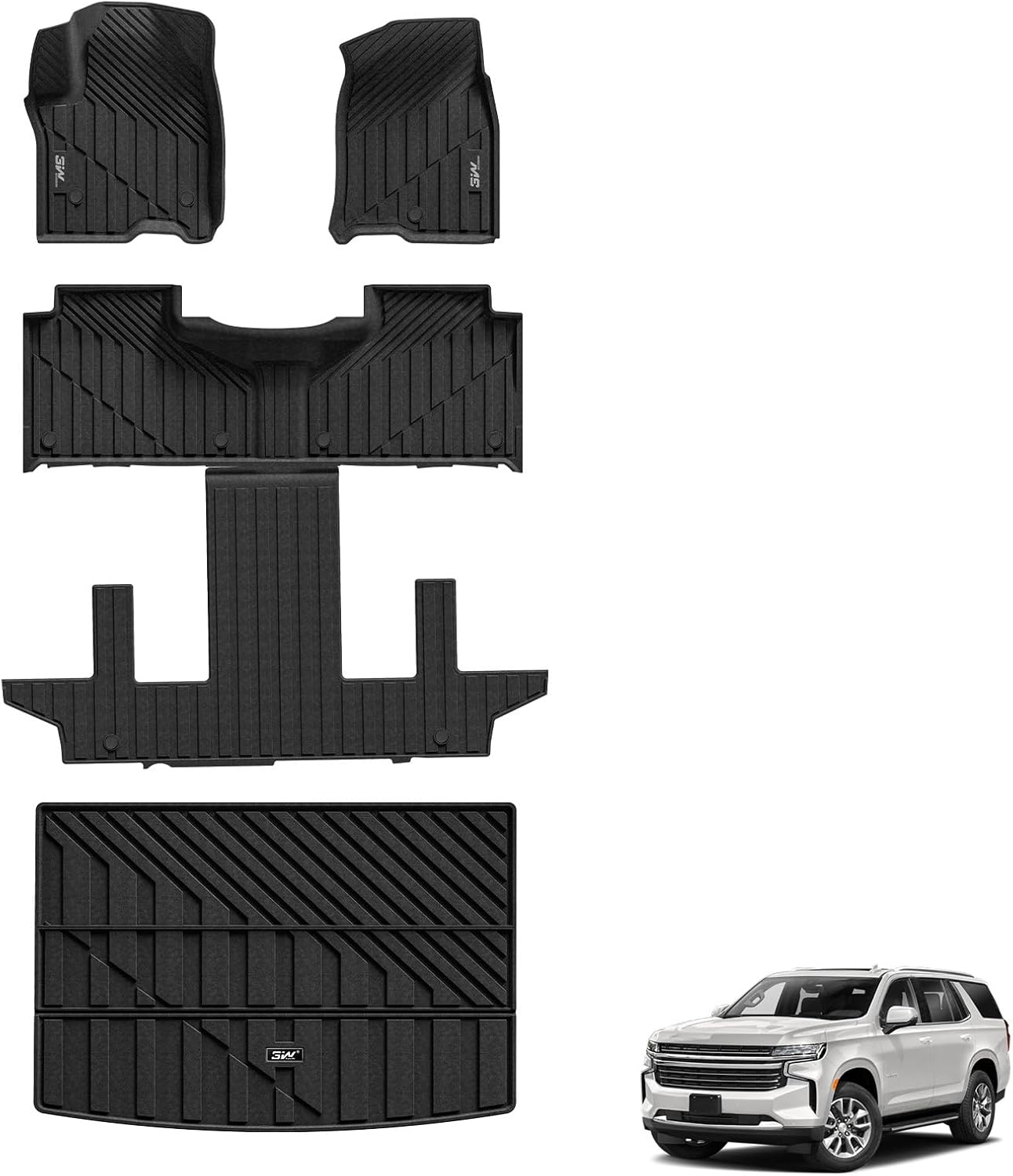 3W Floor Mats & Cargo Liner for 2021-2025 Chevy Suburban