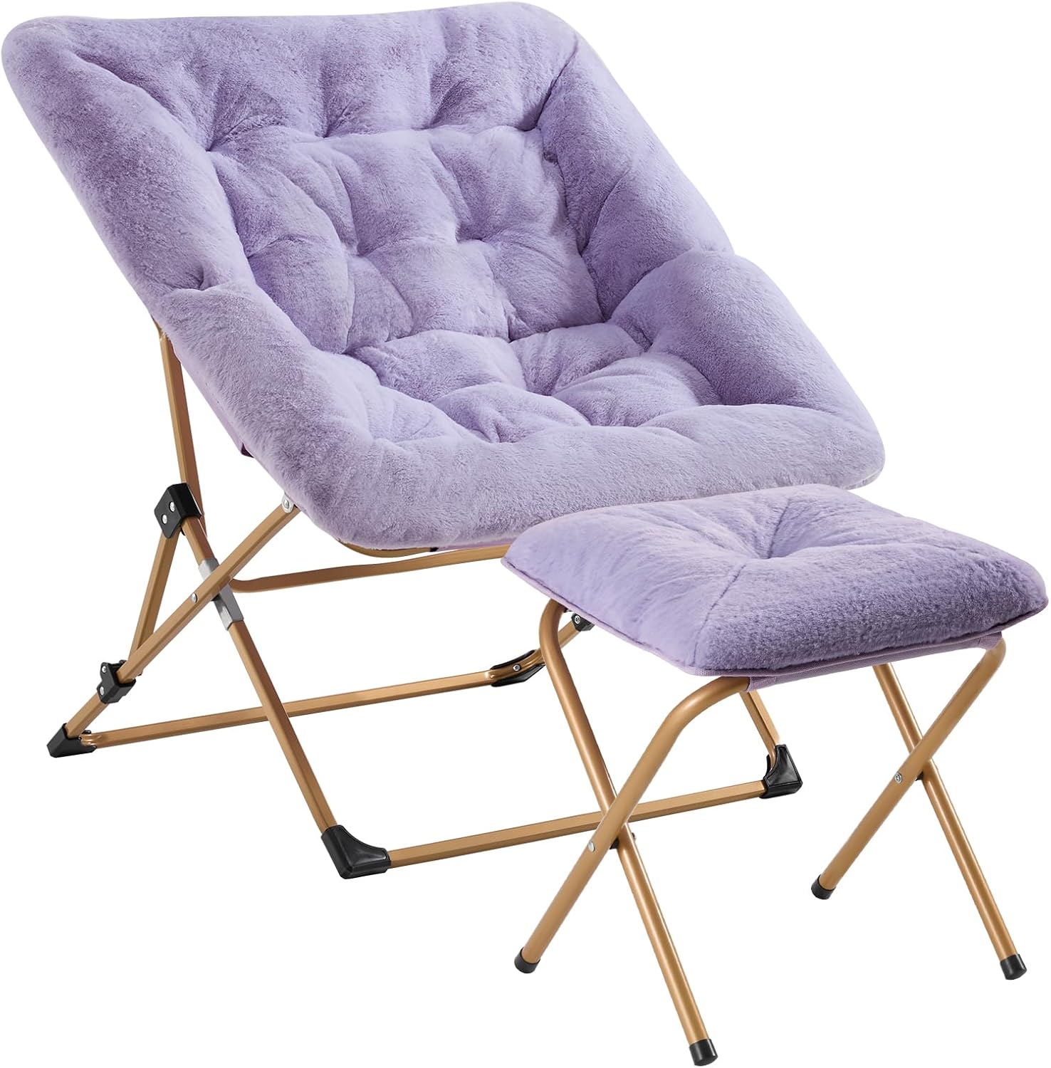 OAKHAM Comfy Chair for Adults - Soft Faux Fur Folding Lounge