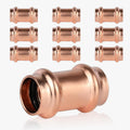 Pack of 10 Copper Press Fit Coupling Fittings for Plumbing Needs