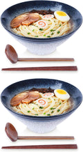NJCHARMS Ramen Bowls 60 oz Set of 6 - Large Ceramic Noodle Bowls