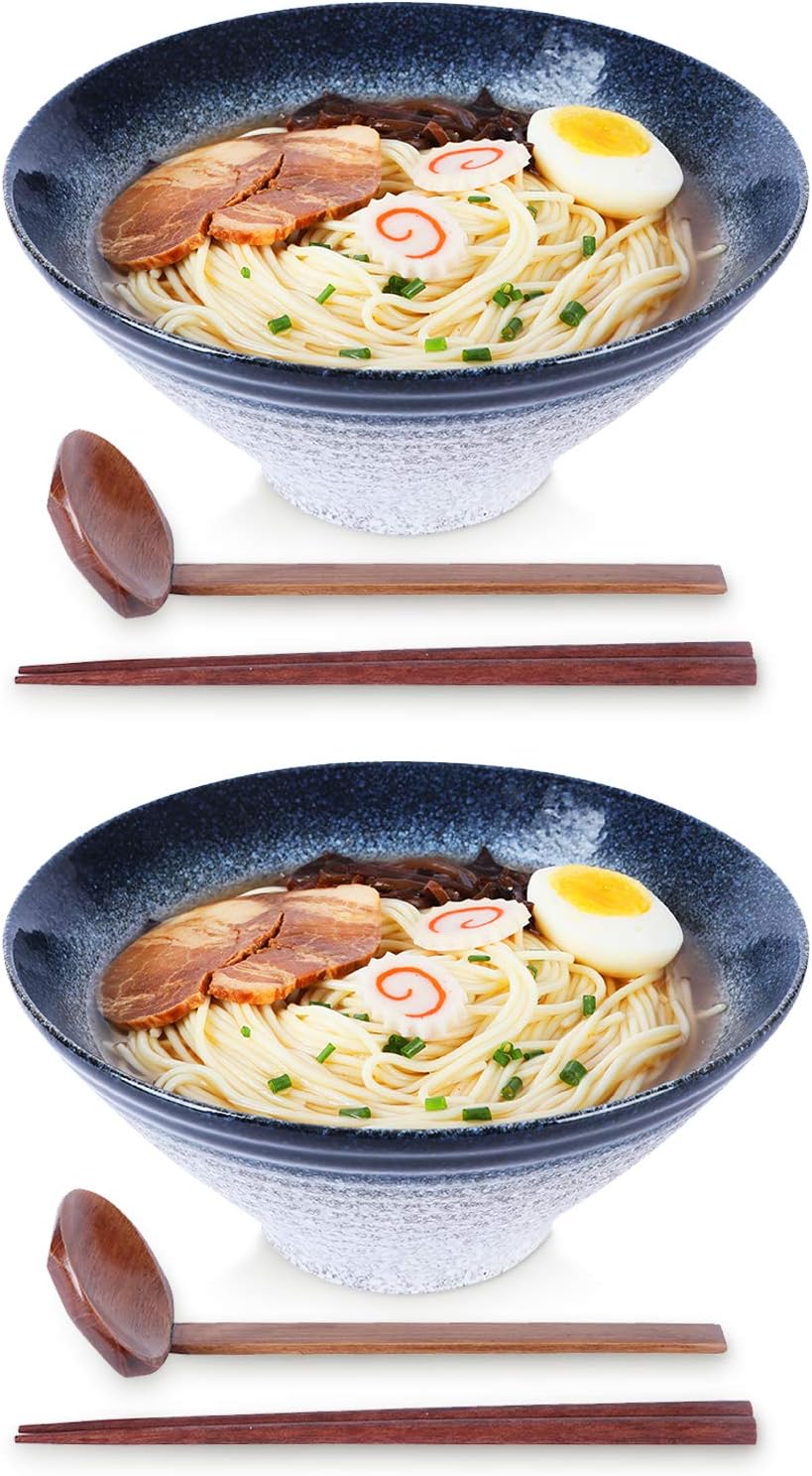 NJCHARMS Ramen Bowls Set with Spoons and Chopsticks for Noodles