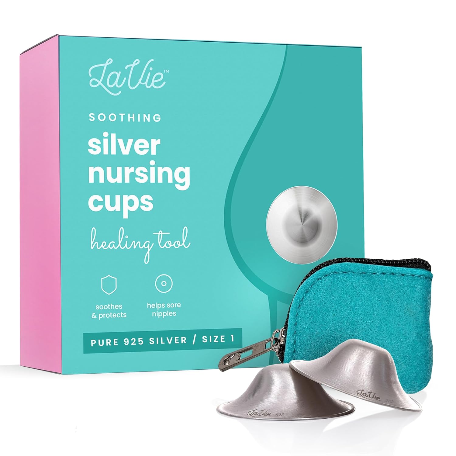 LaVie Silver Nursing Cups for Soothing Breastfeeding Relief